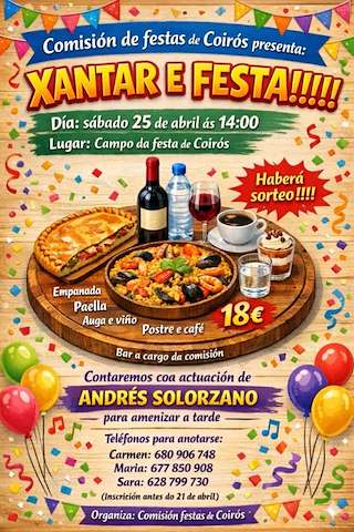Fechas, información, programa, cartel, imágenes, mapa y ubicación de Xantar e Festa  en  Coirós