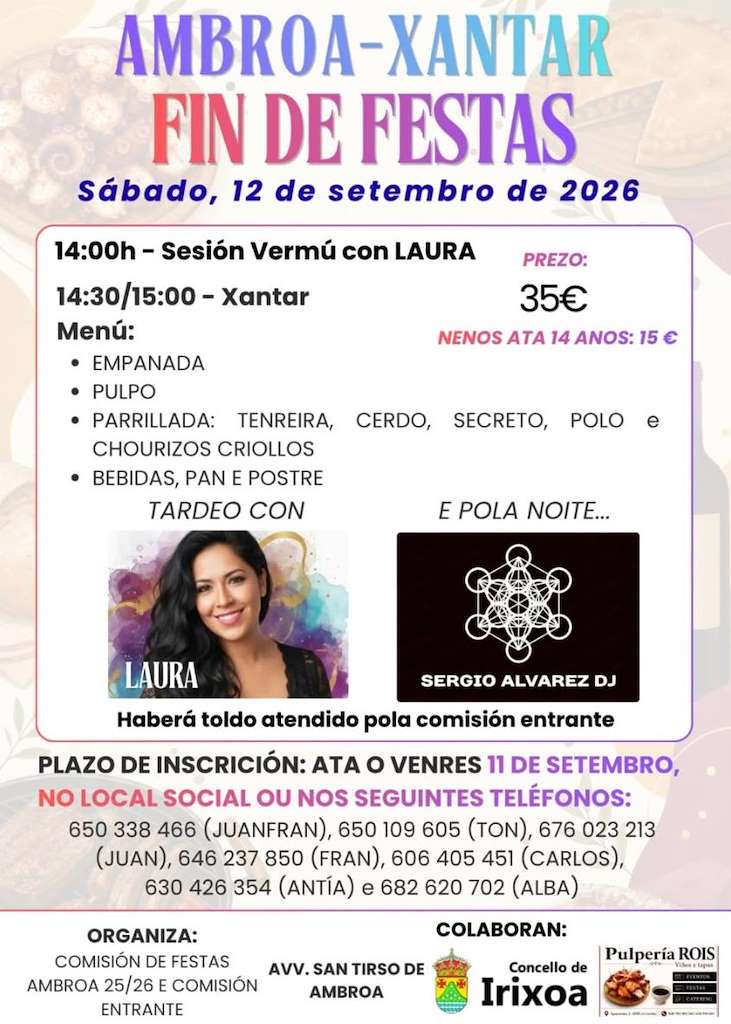 Xantar Fin de Festas de Ambroa (2026) en Irixoa
