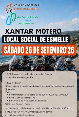 Fechas, información, programa, cartel, imágenes, mapa y ubicación de Xantar Motero de Esmelle (2026) en Ferrol