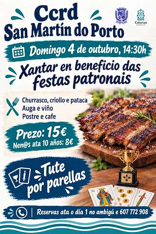 Fechas, información, programa, cartel, imágenes, mapa y ubicación de Xantar para as Festas Patronais de San Martín do Porto  (2026)  en  Cabanas