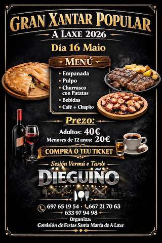 Fechas, información, programa, cartel, imágenes, mapa y ubicación de Xantar Popular de A Laxe (2026)  en  Vilagarcía de Arousa