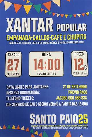 Fechas, información, programa, cartel, imágenes, mapa y ubicación de Xantar Popular de Campañó (2025)  en  Pontevedra