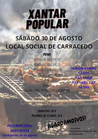 Fechas, información, programa, cartel, imágenes, mapa y ubicación de Xantar Popular de Carracedo  en  Caldas de Reis