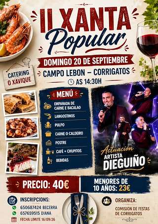 Fechas, información, programa, cartel, imágenes, mapa y ubicación de II Xantar Popular de Corrigatos  (2026) en Moraña