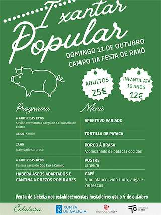 Fechas, información, programa, cartel, imágenes, mapa y ubicación de I Xantar Popular de Raxó (2026)  en  Teo