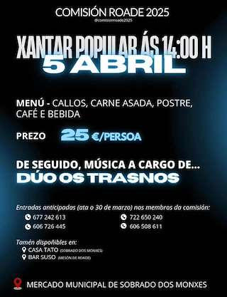 Fechas, información, programa, cartel, imágenes, mapa y ubicación de Xantar Popular de Roade  en  Sobrado