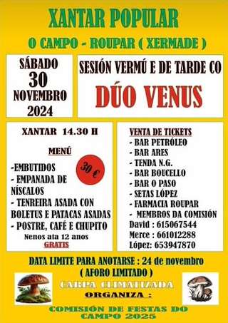 Fechas, información, programa, cartel, imágenes, mapa y ubicación de Xantar Popular de Roupar  en  Xermade