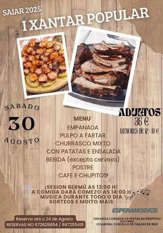 Fechas, información, programa, cartel, imágenes, mapa y ubicación de I Xantar Popular de Saiar  en  Caldas de Reis