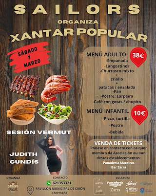 Fechas, información, programa, cartel, imágenes, mapa y ubicación de Xantar Popular de Sailors (2026)  en  Laracha