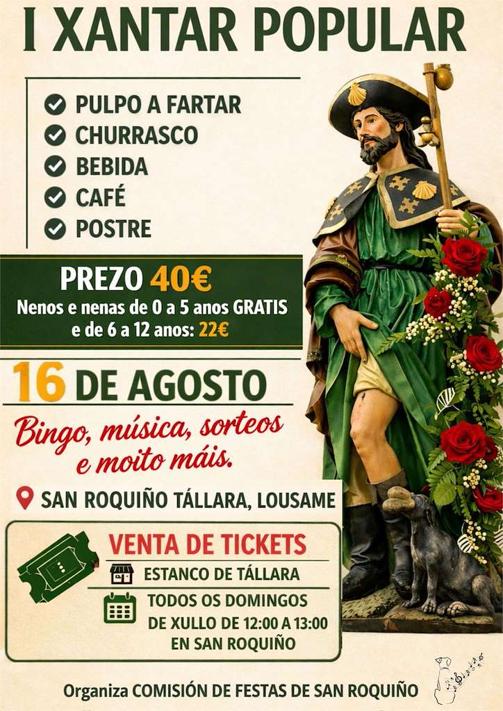 I Xantar Popular de San Roquiño (2026) en Lousame