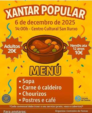 Fechas, información, programa, cartel, imágenes, mapa y ubicación de Xantar Popular de San Xurxo (2025)  en  Salceda de Caselas