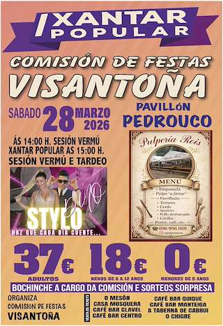 Fechas, información, programa, cartel, imágenes, mapa y ubicación de I Xantar Popular de Visantoña (2026)  en  Mesía