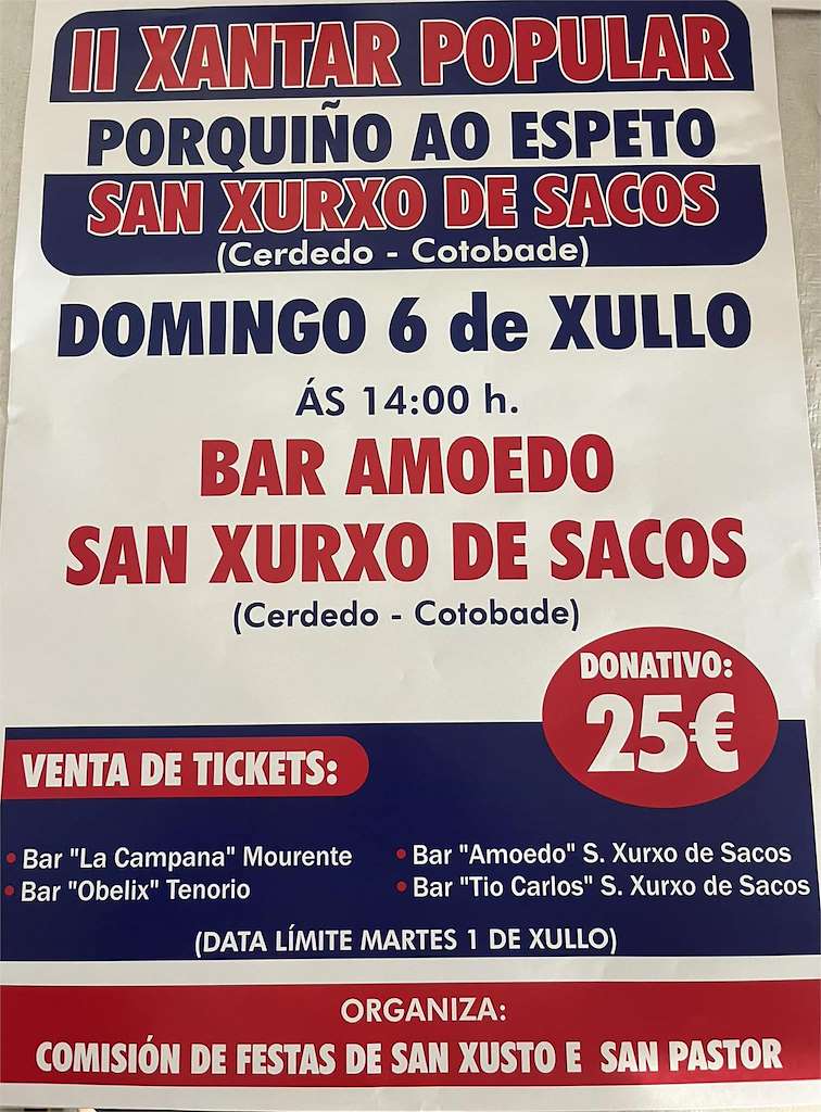 II Xantar Popular do Porquiño ao Espeto de San Xurxo de Sacos en Cerdedo-Cotobade