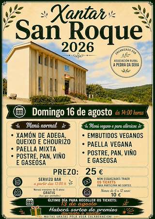 Fechas, información, programa, cartel, imágenes, mapa y ubicación de Xantar San Roque de A Pedra da Seara (2026) en Cartelle