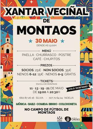Fechas, información, programa, cartel, imágenes, mapa y ubicación de Xantar Veciñal de Montaos (2026)  en  Ordes