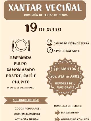 Fechas, información, programa, cartel, imágenes, mapa y ubicación de Xantar Veciñal de Senra  en  Oroso