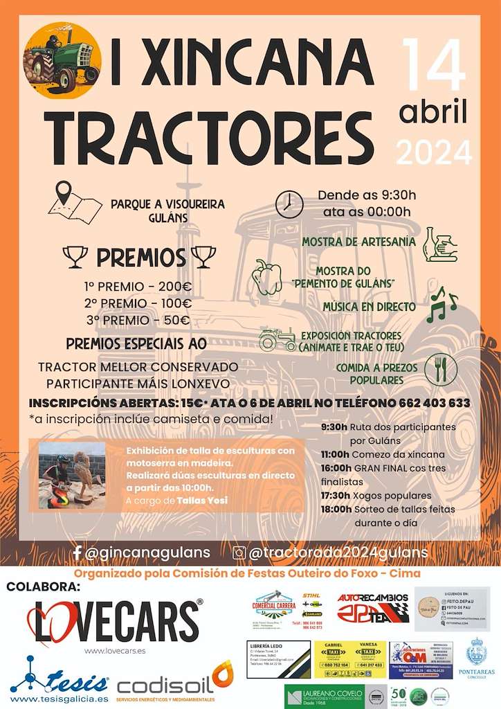I Xincana de Tractores de Guláns (2024) en Ponteareas