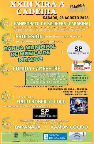 Fechas, información, programa, cartel, imágenes, mapa y ubicación de XXIII Xira a Cadeira (2026)  en  Trabada