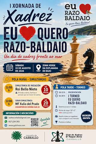 Fechas, información, programa, cartel, imágenes, mapa y ubicación de I Xornada de Xadrez (2026)  en  Carballo