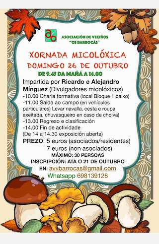 Fechas, información, programa, cartel, imágenes, mapa y ubicación de Xornada Micolóxica Os Barrocás (2025)  en  Ourense