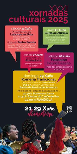 Fechas, información, programa, cartel, imágenes, mapa y ubicación de XXXI Xornadas Culturais  en  Sanxenxo
