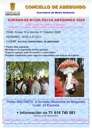 Fechas, información, programa, cartel, imágenes, mapa y ubicación de Xornadas Micolóxicas (2025)  en  Abegondo