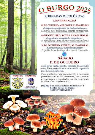 Fechas, información, programa, cartel, imágenes, mapa y ubicación de Xornadas Micolóxicas de O Burgo (2025)  en  Pontevedra
