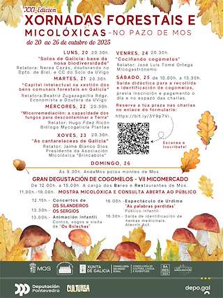 Fechas, información, programa, cartel, imágenes, mapa y ubicación de XXI Xornadas Micolóxicas e Forestais (2025)  en  Mos