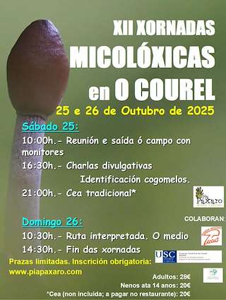 Fechas, información, programa, cartel, imágenes, mapa y ubicación de XII Xornadas Micolóxicas no Courel (2025)  en  Folgoso do Courel