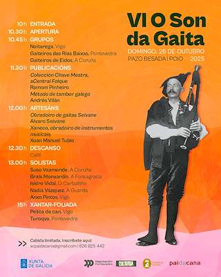 Fechas, información, programa, cartel, imágenes, mapa y ubicación de VI Xornadas O Son da Gaita (2025)  en  Poio