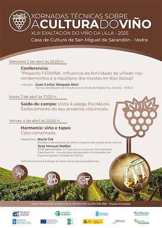 Fechas, información, programa, cartel, imágenes, mapa y ubicación de Xornadas Técnicas sobre a Cultura do Viño  en  Vedra