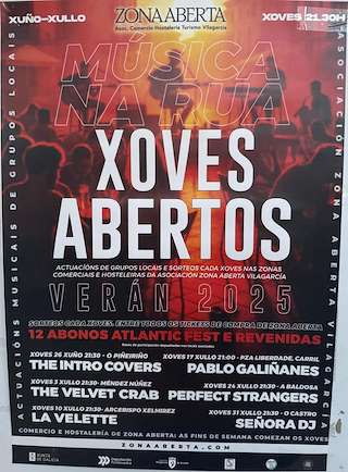Fechas, información, programa, cartel, imágenes, mapa y ubicación de Xoves Abertos  en  Vilagarcía de Arousa