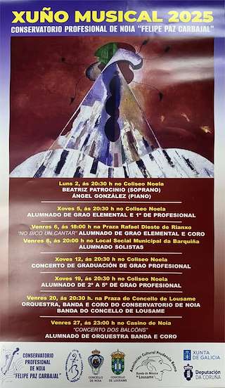 Fechas, información, programa, cartel, imágenes, mapa y ubicación de Xuño Musical  en  Noia