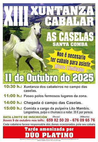 Fechas, información, programa, cartel, imágenes, mapa y ubicación de XIII Xuntanza Cabalar de As Caselas (2025)  en  Santa Comba