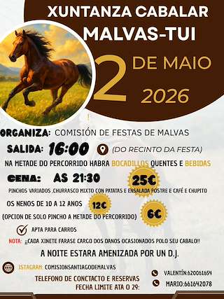 Fechas, información, programa, cartel, imágenes, mapa y ubicación de Xuntanza Cabalar de Malvas (2026)  en  Tui