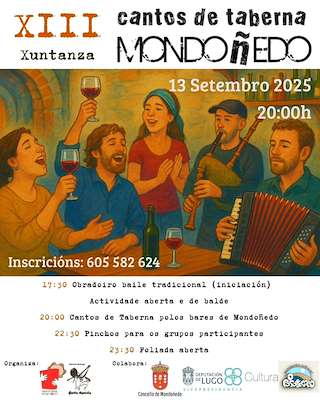 Fechas, información, programa, cartel, imágenes, mapa y ubicación de XIII Xuntanza Cantos de Taberna  en  Mondoñedo