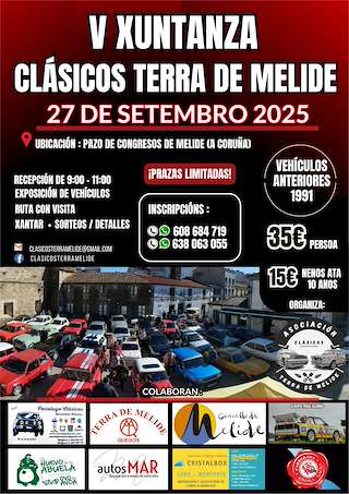 Fechas, información, programa, cartel, imágenes, mapa y ubicación de V Xuntanza Clásicos Terra de Melide