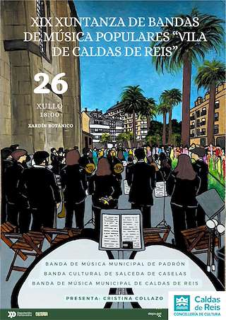 Fechas, información, programa, cartel, imágenes, mapa y ubicación de XIX Xuntanza de Bandas de Música Populares  en  Caldas de Reis