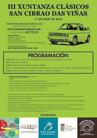 Fechas, información, programa, cartel, imágenes, mapa y ubicación de III Xuntanza de Clásicos  en  San Cibrao das Viñas