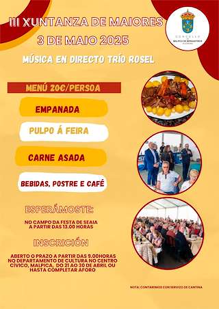 Fechas, información, programa, cartel, imágenes, mapa y ubicación de III Xuntanza de Maiores   en  Malpica de Bergantiños