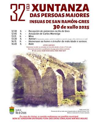 Fechas, información, programa, cartel, imágenes, mapa y ubicación de XXXII Xuntanza de Maiores  en  Vila de Cruces