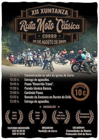 Fechas, información, programa, cartel, imágenes, mapa y ubicación de XII Xuntanza de Moto Clásica de Curro  en  Barro