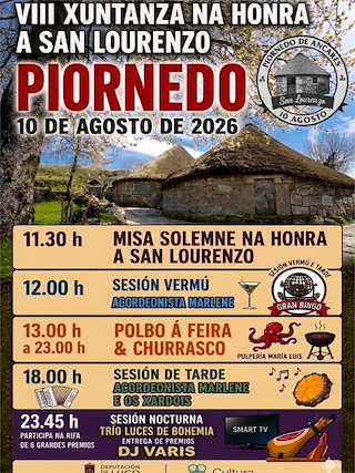 Fechas, información, programa, cartel, imágenes, mapa y ubicación de Xuntanza de San Lourenzo de Piornedo  en  Cervantes