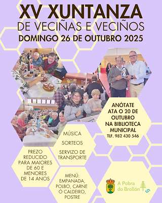 Fechas, información, programa, cartel, imágenes, mapa y ubicación de XV Xuntanza de Veciñas e Veciños (2025)  en  A Pobra do Brollón