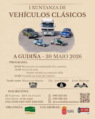 Fechas, información, programa, cartel, imágenes, mapa y ubicación de I Xuntanza de Vehículos Clásicos (2026)  en  A Gudiña