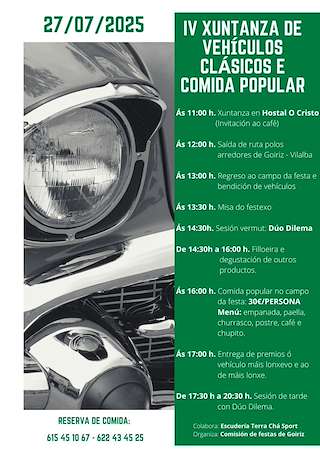 Fechas, información, programa, cartel, imágenes, mapa y ubicación de V Xuntanza de Vehículos Clásicos de Goiriz (2026)  en  Vilalba
