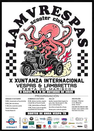 Fechas, información, programa, cartel, imágenes, mapa y ubicación de X Xuntanza de Vespas e Lambrettas  (2025)  en  O Grove