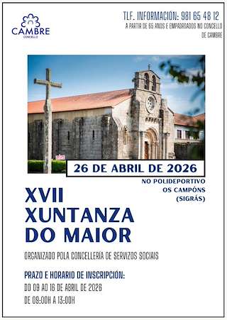 Fechas, información, programa, cartel, imágenes, mapa y ubicación de XVII Xuntanza do Maior  (2026)  en  Cambre