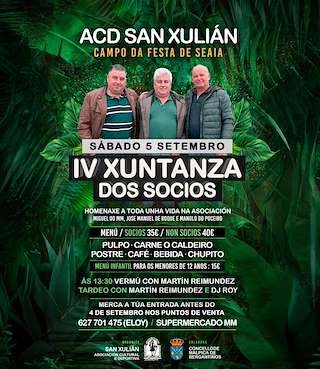 Fechas, información, programa, cartel, imágenes, mapa y ubicación de IV Xuntanza dos Socios de Seaia (2026) en Malpica de Bergantiños