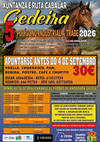 Fechas, información, programa, cartel, imágenes, mapa y ubicación de Xuntanza e Ruta Cabalar (2026) en Cedeira